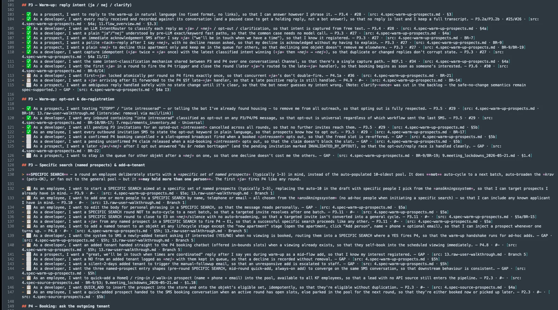 The atomized user-story list